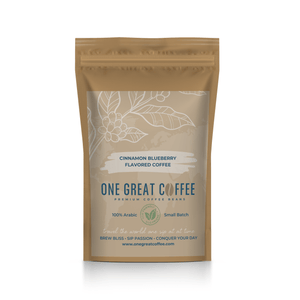 Cinnamon Blueberry Flavored Coffee package featuring artisan coffee beans with rich flavor and aroma.