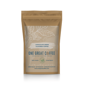 Chocolate Creme Flavored Coffee bag featuring premium Arabica coffee beans.
