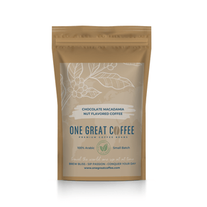 Chocolate Macadamia Nut Flavored Coffee package featuring premium coffee beans and unique flavor notes.