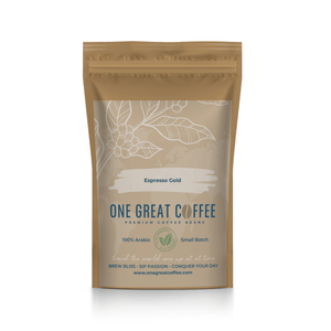Espresso Gold coffee packaging showcasing premium Arabica beans and a smooth, rich espresso blend.