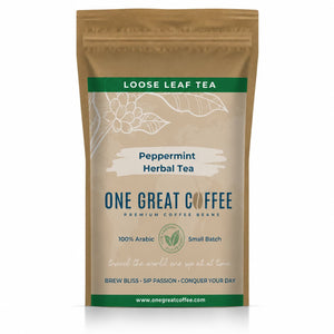 Peppermint Herbal Tea package featuring premium loose-leaf herbal tisane with menthol aroma and nutrients.